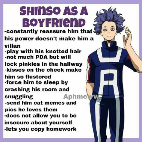 As A Boyfriend, As Your Boyfriend, Hitoshi Shinsou, Shinsou Hitoshi, Head Cannons, Types Of Boyfriends, Mha Stuff, Bf Gf, My Hero Academia Memes