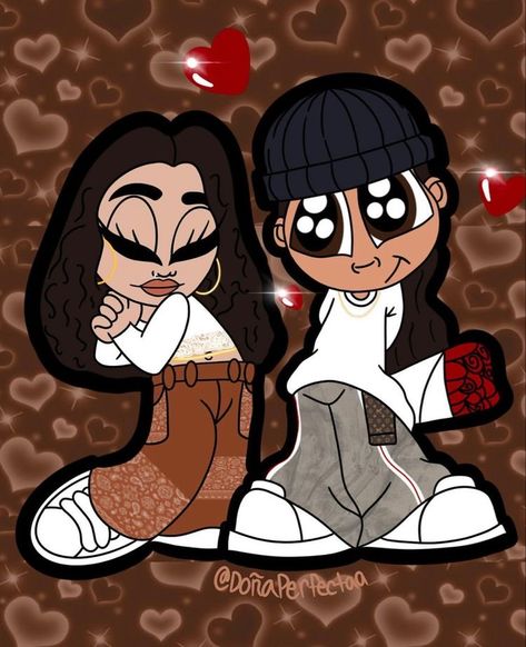 Chicano Art Couple, Me N Who, Custom Couple Illustration, Chicano Love, Handmade Portrait, Drawings For Boyfriend, I Love You Drawings, Sweet Drawings, Cholo Art