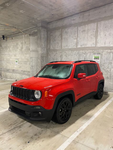 Red Jeep Renegade, Jeep Renegade Aesthetic, Small Jeep, Jeep Lifestyle, Red Jeep, Girly Car Accessories, Bus House, Baby Red, Dream Cars Jeep