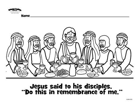 Last Supper Colouring page Last Supper Coloring Page, Lords Supper, In Remembrance Of Me, Sunday School Kids, Preschool Bible, Easter Coloring, Childrens Bible, Sunday School Activities, Bible Coloring Pages