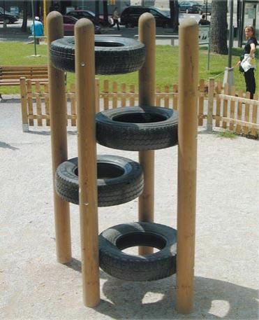 This Tire Climber Adds a Stair-step Component...... to get into the fort Moderne Have, Taman Air, Diy Playground, Outdoor Play Area, Kids Outdoor Play, Old Tires, Natural Playground, Jungle Gym, Playground Design