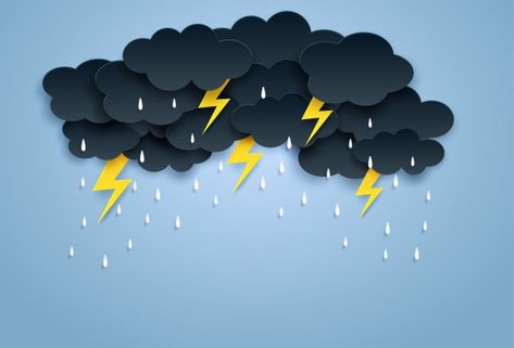 Monsoon, rainy season. cloud rain and thunderbolt hanging on blue sky. paper art style with copyspace Vector | Premium Download Rainy Season, Weather Forecast, Big Data, School Projects, Drawing For Kids, Background Design, Premium Vector, Paper Art, Art Style