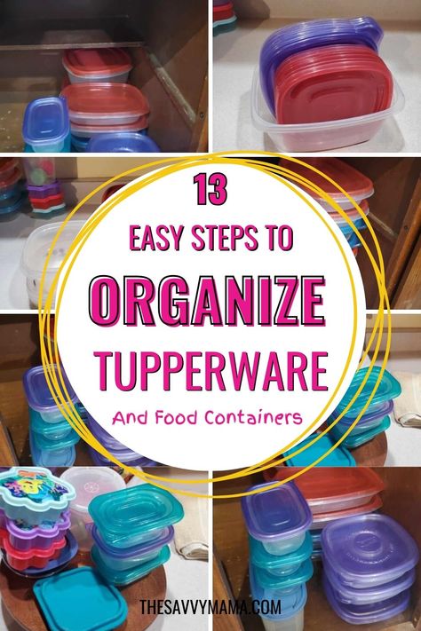 Tired of the chaos in your kitchen? Discover 13 easy steps to organize Tupperware in your cabinet or drawer, even in small spaces! From finding the best ways to stack and store to clever ideas for keeping lids in place, this guide has everything you need to tidy up your kitchen and make meal prep a breeze. Organize Tupperware Cabinet, Storing Tupperware Ideas, Organize Tupperware, Tupperware Organizing, Kitchen Cupboard Organization, Kitchen Cabinet Organization Ideas, Tupperware Storage, Plastic Food Containers, Declutter Your Life