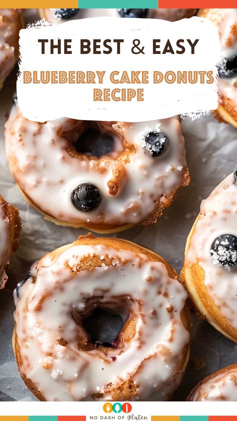 Blueberry Cake Donuts Recipe Blueberry Cake Donut Recipe, Blueberry Doughnuts, Blueberry Cake Donuts, Gluten Free Holiday Recipes, Cake Donuts Recipe, Cake Donut, Donuts Recipe, Best Party Food, Vanilla Glaze