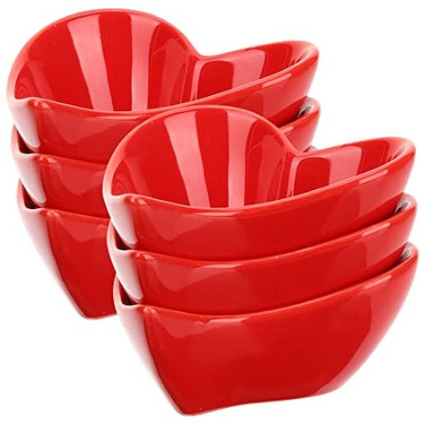 Alipis Heart Dipping Sauce Bowls 6Pcs Red Love Heart Shaped Ceramic Side Dish Bowl Appetizer Plates Mini Dessert Serving Bowls for Wedding Mothers Day Party Bridal Shower Tea Party Ideas, Chips Sauce, Snacks Potato, Valentines 2024, Mothers Day Party, Fruit Trays, Fruits Snacks, Heart Shape Design, Bridal Shower Tea Party