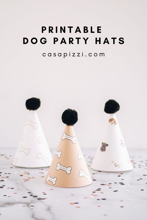 Dog Birthday Party Decor, Dog Birthday Party Ideas Decoration, Birthday Hat Template, Diy Dog Birthday, Party Hat Template, Dog Party Decorations, Dog Party Hat, Dog First Birthday, Dog Birthday Hat