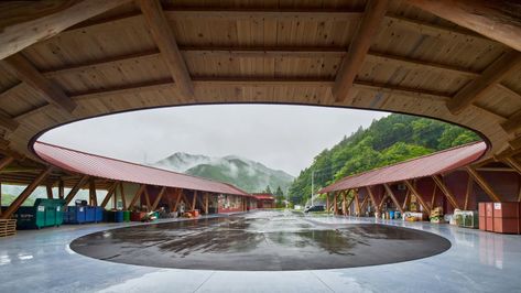 Recycled Building Materials Construct a Multi-Purpose Zero Waste Center in Japan | Colossal Recycled Building, Hiroshi Nakamura, Recycling Activities, Circular Buildings, Waste Recycling, Community Halls, Recycling Facility, Four Rooms, Innovative Architecture