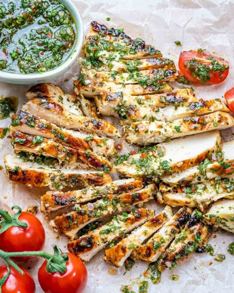 Marinated Chicken Recipes, Chimichurri Sauce, Clean Food Crush, Food Crush, Clean Food, Juicy Chicken, Marinated Chicken, Clean Recipes, Chicken Recipe