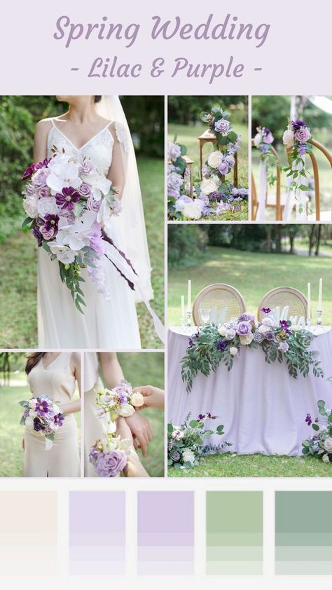 Lilac Gold Wedding, Lilac Purple Wedding, Lilac Wedding Themes, Lavender Wedding Theme, Gold Wedding Decor, Purple And Green Wedding, Purple And Gold Wedding, Vintage Wedding Decor, Purple Wedding Theme