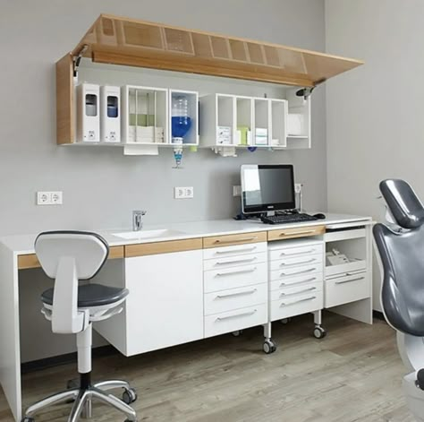 Dental Cabinet Organization, Ikea Dental Office Cabinets, Small Dental Clinic Interior Design, Dental Organization, Dental Supply Organization, Dental Clinic Design, Dentist Office Design Interiors, Dental Design Interior, Medical Clinic Design