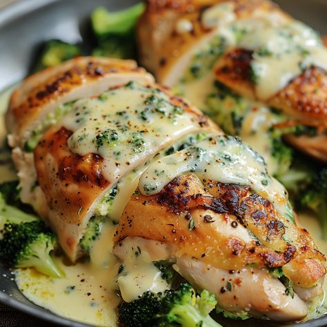 BROCCOLI CHEESE STUFFED CHICKEN BREAST Chicken And Shrimp Dinner, Shrimp Dinner Ideas, Broccoli Stuffed Chicken, Broccoli Stuffed Chicken Breast, Broccoli Cheese Stuffed Chicken Breast, Broccoli Cheese Stuffed Chicken, Chicken Breast Casserole, Family Dinner Menu, Cheese Stuffed Chicken Breast