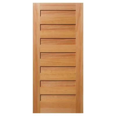 36 in. x 80 in. 7 Panel Universal/Reversible Unfinished Fir Wood Front Door Slab Tropical Doors, Classroom Door Displays, Wood Front Door, Modern Entrance Door, Steel Front Door, Craftsman Interior, Inside Barn Doors, Modern Entrance, Outdoor Doors