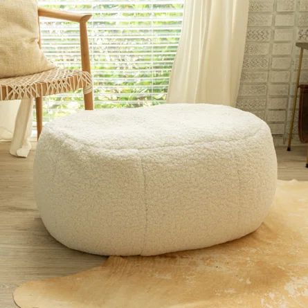 Latitude Run® Ellis Ottoman Shearling Faux-Lamb Plush Pouf for Modern Interior Design | Wayfair Living Room Comfortable, Oval Ottoman, Drink Tray, Lamb Plush, Mineral Green, Micro Beads, Abstract Graphic, Nursery Furniture Sets, Pink Faux Fur