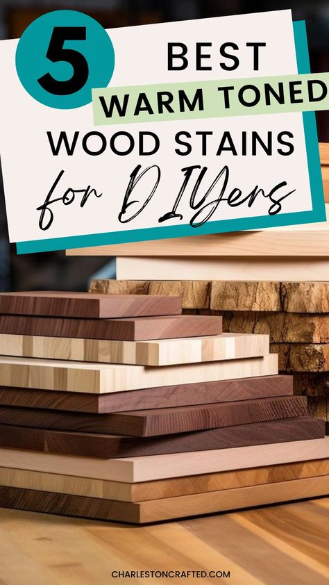 Want to add warm color to wood? Here are the best warm toned wood stain colors to use on your next wood project! Learn which stains complement cherry, oak, mahogany, pine, cedar, and more to achieve your desired finish. Gel Stain Over Maple Cabinets, Stain Colors For Cedar Wood, Stains On Mahogany Wood, Staining Cedar Wood, Golden Oak Wood Stain, Mahogany Wood Stain, Best Wood Stain, Cherry Wood Stain, Minwax Stain Colors