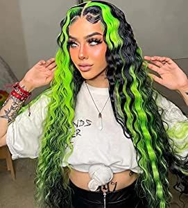 Deep Wave Lace Front Wigs, Highlight Wig, Full Lace Frontal, Curly Lace Wig, Loose Deep Wave, Green Wig, Lace Frontal Wigs, Curly Lace Front Wigs, Wig Human Hair