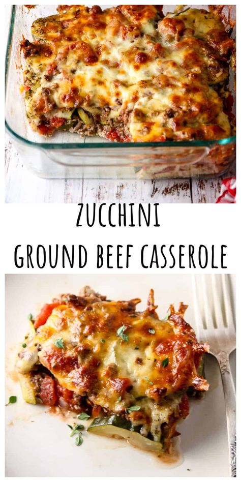 Ground beef zucchini casserole is a delicious, hearty, and nutritious dish with ground beef and slices of zucchini, layered with tomatoes and lots of cheese. It's an easy low carb meal for busy weeknights or meal prep and one that the whole family will love. Ground Beef Zucchini Squash Recipes, Ground Beef Zucchini Casserole, Zucchini With Ground Beef, Zucchini Ground Beef, Beef Zucchini Casserole, Ground Beef Zucchini, Mushroom Zucchini Recipe, Beef Zucchini, Zucchini Casserole Recipes