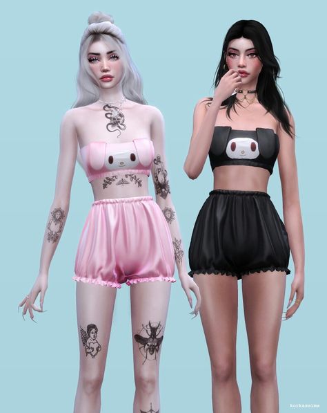 Sims 4 Hello Kitty Clothes, Kawaii Pajamas, Pelo Sims, Sims 4 Dresses, Sims 4 Characters, Sims 4 Mm, Sims 4 Toddler, Sims Four, Sims4 Clothes