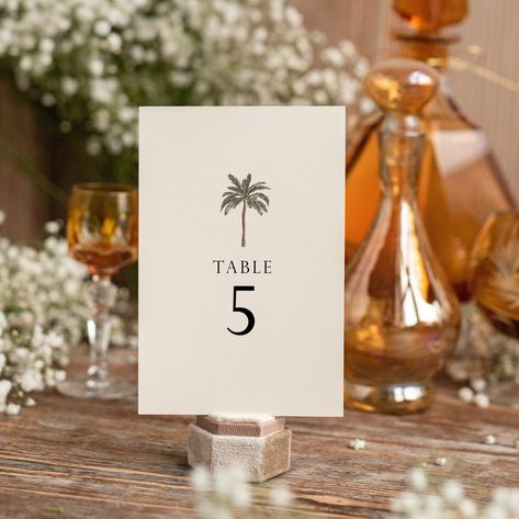 Palm Tree Centerpieces, Palm Tree Wedding, Beach Wedding Tables, Table Number Template, Wedding Table Numbers Template, Beach Table, Number Templates, Tree Centerpieces, Tree Table