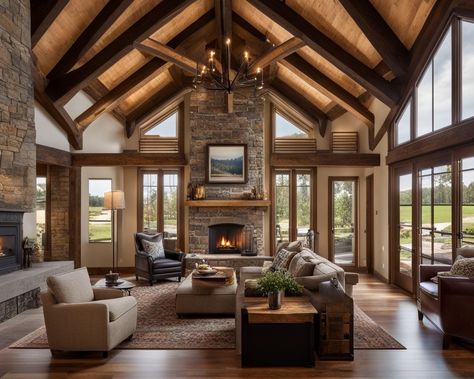 vaulted ceilings Wrapped Beams Vaulted Ceilings, Wood And Beam Ceilings, Vaulted Wood Ceiling Living Room, Living Room Decor Ideas Rustic, Living Room With Beams, Room Decor Ideas Rustic, Beam Living Room, Beam Decor, Beams Ceiling