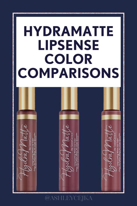 Find out which HydraMatte LipSense colors are the best for you! Unlock your perfect makeup look with this comprehensive guide to compare all colors, swatches and application tips from Ashley Cejka. Discover long lasting skincare cosmetics for a stunning and vibrant finish. Click now to get started at ashleycejka.com Hydramatte Lipsense, Senegence Foundation Colors Match, Senegence Hydramatte, Lip Color, Praline Rose Lipsense, Lipsense Aussie Rose, Lipsense Bella, Lipsense Gloss, Lipsense Lip Colors