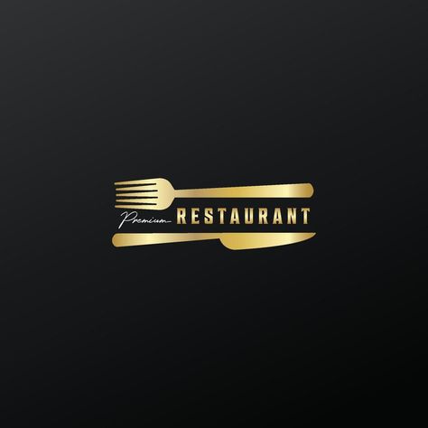 logo de restaurant doré concept de fourchette et de couteau conception d'illustration vectorielle vintage Resturant Logo, Outdoor Restaurant Patio, Logo Diamond, Restaurant Patio, Restaurant Logo, Karbala Photography, Outdoor Restaurant, Logo Restaurant, Restaurant Interior Design