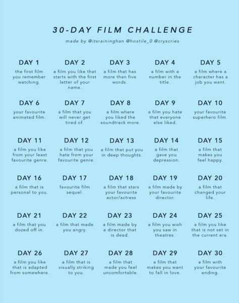 Movie Challenge, 30 Days Challenge, Movies To Watch Teenagers, 30 Day Challenges, Netflix Movies To Watch, List Challenges, Journal Challenge, Movie To Watch List, Summer Challenge