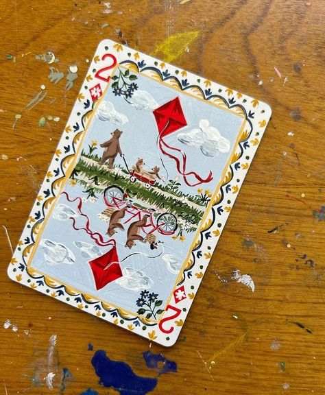 Riley Sheehey (@rileysheehey) • Instagram photos and videos Painted Playing Cards, Painted Deck, Riley Sheehey, Parable Of The Talents, Card Painting, Letter Folding, Playing Cards Art, Deck Paint, Game Boards