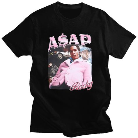 Asap Rocky Portrait, Dope Tees, Portrait Graphic, Casual Harajuku, Hip Hop Tee, Blue Jeans Mens, A$ap Rocky, Black Jeans Men, Slim Fit Polo Shirts