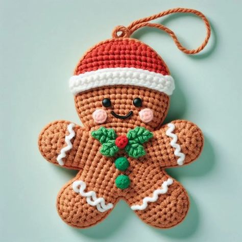 Create a festive Christmas Ginger Cookie Amigurumi with our easy-to-follow crochet pattern, perfect for holiday gifting or decking your halls! Crochet Gingerbread Ornaments Free Pattern, Crochet Christmas Cookies Free Pattern, Ginger Bread Crochet, Crochet Christmas Cookies, Gingerbread Crochet Pattern Free, Gingerbread Christmas Decor Ideas, Crochet Cookies, Gingerbread Crochet, Keyring Crochet