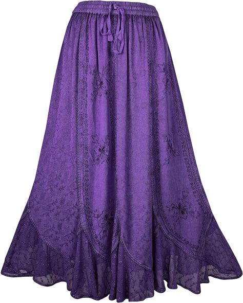 Agan Traders Women's 2024 Summer Peasant Medieval A Line Drawstring Embroidered Lace Hem High Waisted Long Maxi Skirt [711 SKT, Purple; L/XL] at Amazon Women’s Clothing store Peasant Medieval, Maxi Skirt Purple, Purple Long Lined Skirt, Purple Long Skirt, Purple Lined Long Skirt, Long Dark Purple Skirt, Long Purple Skirt, Maxi Skirt Plus Size, Dress Types