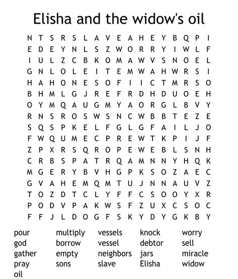 Sunday School Stories, Elijah And The Widow, Easy Word Search, Bible Word Searches, Kids Church Lessons, Bible Crafts For Kids, Sunday School Activities, Reading Comprehension Skills, Childrens Bible