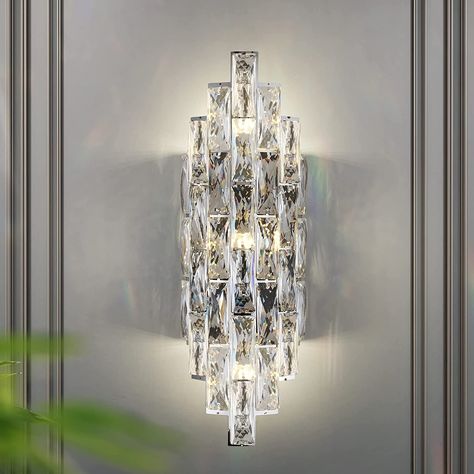 Modern Luxury Crystal Wall Sconces,Chrome Wall Light Fixtures, Vanity Indoor Lamp for your Luxury Living Room,Bedroom.Bathroom,Bedside Hallway ,Stairway,Doorway and on the side of the Mirror.It is designed to bring out a luxurious,romantic and elegant feeling to suit our customers' needs Luxury Wall Sconces, Luxury Wall Lights, Modern Luxury Lighting, Crystal Wall Lighting, Crystal Wall Sconces, Vanity Light Fixtures, Indoor Lighting Fixtures, Wall Lamps Bedroom, Wall Mounted Lamps