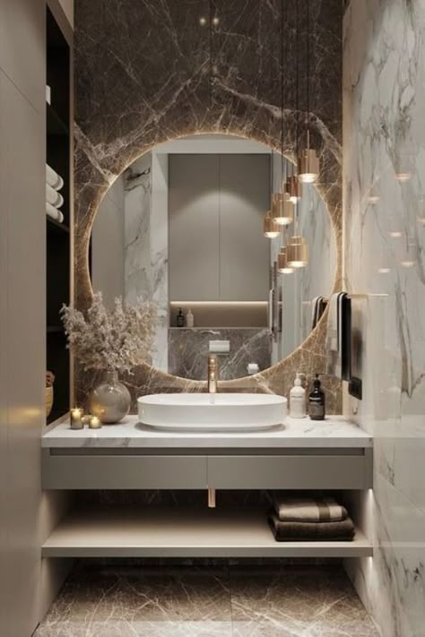 A world of bathroom decor ideias for you - Drawer Handles #furniturehardware #hardwarejewelry #bedroomdecor #drawerhardware High End Bathroom Design Luxury, Expensive Bathrooms, Lux Bathroom, Luxury Powder Room, Elegant Bathroom Decor, Bathrooms Ideas, Modern Luxury Bathroom, Bathroom Lights, Bathroom Decor Luxury