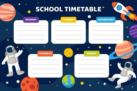 Timetable Design, Abeka Homeschool, Seasons Preschool, Student Weekly Planner, Timetable Template, Classroom Charts, School Timetable, Kids Handwriting, School Illustration