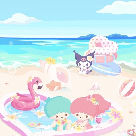 Sanrio Summer, Sanrio Danshi, Abstract Wallpaper Design, Summer Toys, Summer Icon, Hello Kitty Backgrounds, Sanrio Wallpaper, Hello Kitty Iphone Wallpaper, Summer Theme