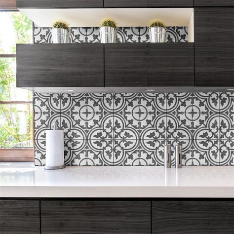 Spanish Tile Backsplash, Fireplace Facade, Patterned Wall, Historic Renovation, Best Floor Tiles, Tile Trends, Merola Tile, Cement Tiles, Porcelain Floor