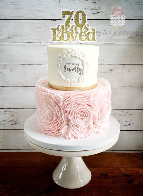 Ruffle 70th birthday cake 70th Birthday Cake Mum, Cake 70th Birthday, 70th Birthday Cake Ideas, 70th Birthday Cake For Women, Cake 50th Birthday, 70th Birthday Party Ideas For Mom, Birthday Flower Cake, 70th Birthday Ideas For Mom, Birthday Cake For Mum