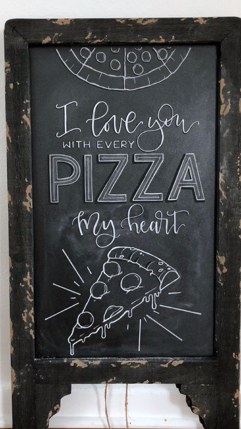 Chalkboard Restaurant, Chalk Menu, Late Night Pizza, Pizza Sign, Pizzeria Design, Resturant Design, Pizza My Heart, Blackboard Art, Pizza Art