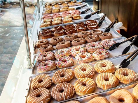 Some of the Best Doughnut Shops in the US Donut Shop Interior, Donuts Shop, Donut Ideas, Bakery Shop Design, Healthy Donuts, Food Business Ideas, Doughnut Shop, Filled Donuts, Coffee And Donuts