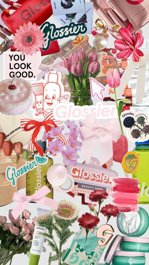 Glossier Vibes #Glossier #Pink #Red #Glossierbalm Glossier Wallpaper, Glossier You, Glossier Pink, Bits And Bobs, Pink Red, The Balm, Wallpapers, Collage, Red