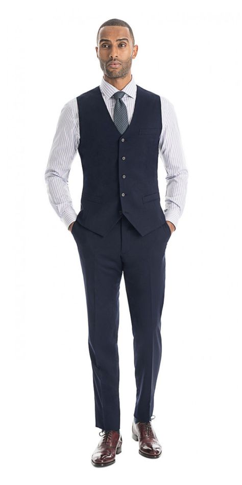 Maintenance Uniform Men, Dark Blue Vest Outfit Men, Navy Blue Waistcoat Men, Blue Vest Outfit Men, Vest Outfits Men Casual, Navy Blue Vest Outfit, Butler Uniform, Vox Cosplay, Blue Vest Outfit