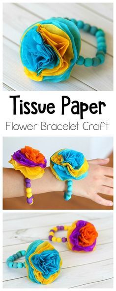 Tissue Paper Flower Bracelet Craft for Kids: Make these colorful tissue paper flower bracelets (or corsages) for Mother's Day, Cinco de Mayo or just for fun! Perfect for spring, birthday party, or bridal shower too! ~ BuggyandBuddy.com Spring Birthday Party, Bracelet Craft, Spring Birthday, 5 De Mayo, Birthday Crafts, Crafts For Kids To Make, Hispanic Heritage, Heritage Month, School Age