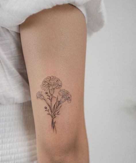 101 Best Carnation Flower Tattoo Ideas You'll Have To See To Believe! - Outsons Sister Things, Carnation Flower Tattoo, Black And White Flower Tattoo, Carnation Tattoo, Flower Tattoo Ideas, Small Forearm Tattoos, Sister Tattoo, Flower Tattoo Back, Mom Tattoo