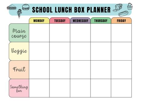 Introducing the Student Lunch Box Planner, a game-changer for your meal planning routine and a must-have tool for students. Tired of the daily lunchtime struggle, feeling uninspired, or settling for unhealthy options? This printable planner is here to transform your lunch hour into a well-organized, nutritious, and delightful experience! Get this printable for free, only at www.theprintables.in. Lunch Box Planner, Lunch Planner, Student Lunch, Feeling Uninspired, Meal Planner Printable Free, Student Lunches, Planning Routine, Lunch Hour, School Lunch Box