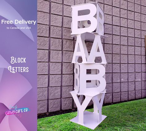 "BABY Block Letters, Beautiful Large letters that give you the best idea for your Gender Reveal party, or even for your nursery Can be placed on the table or on the floor Dimensions 15\" L x 15\" W x 15\" H Material Durable White PVC, suitable for both indoor and outdoor events Thickness 0.5 inches Free shipping to Canada and USA We have a special discount for local pick up :) Cancellation Yes! we do accept cancellation within 12 hours after your purchase.    Return, And exchange Unfortunately, we are not able to accept either return or exchange. However, if your item has any physical or technical issues, feel free to contact me and I'll send you the replacement for the damaged part :)     Turnaround It takes 4 business days for me to make your item and then depending on your location, it Big Name Letters For Party, Diy Large 3d Letters, Letters Decoration Ideas, Big Letters Decoration, Oh Baby Marquee Letters, Large Cardboard Letters, Letter Blocks Decor, Big Wooden Letters, Giant Letters