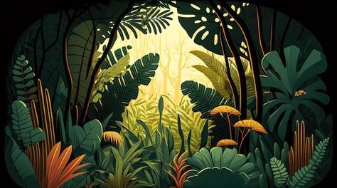 African Rainforest, Forest Cartoon, Jungle Temple, Jungle Photography, African Jungle, Jungle Tree, Forest Drawing, Amazon Forest, Jungle Illustration