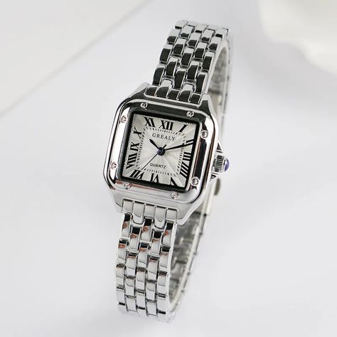 Luxury Fashion Square Women's Watch, Classic Steel Band. Square Watches, Estilo Preppy, Band Jewelry, Bracelet Clasps, Square Watch, Women Wrist Watch, Women's Watch, Black Crystals, Watch Brands