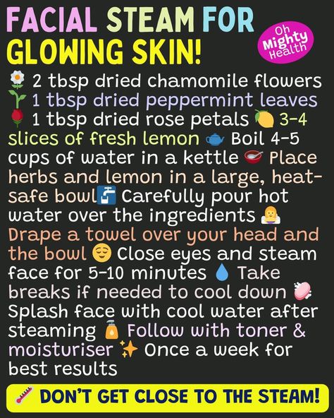 Sunday Selfcare, Herbal Facial Steam, Herbal Facial, Glowing Skin Diy, Peppermint Rose, Home Facial, Facial Steaming, Diy Skin Care Recipes, Moisturizing Toner