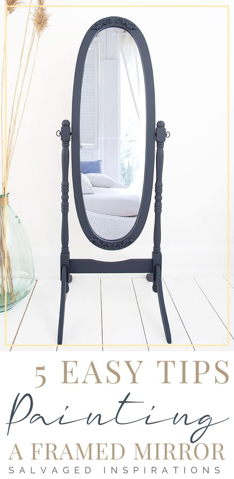 5 TIPS - How To Paint Framed Mirrors | Get 5 Easy Tips on How to Paint Framed Mirrors | Salvaged Inspirations  #siblog #salvagedinspirations #paintedfurniture #furniturepainting #DIYfurniture #furniturepaintingtutorials #howto #furnitureartist #furnitureflip #salvagedfurniture #furnituremakeover #beforeandafterfurnuture #paintedfurnituredieas #dixiebellepaint #redesignwithprima Colorful Mirrors, Paint A Mirror Frame, Dresser Colors, Paint A Mirror, Mirror Makeover Diy, Diy Marble Table, Mirror Redo, Painting Mirror Frames, Farmhouse Thrift Store Makeovers