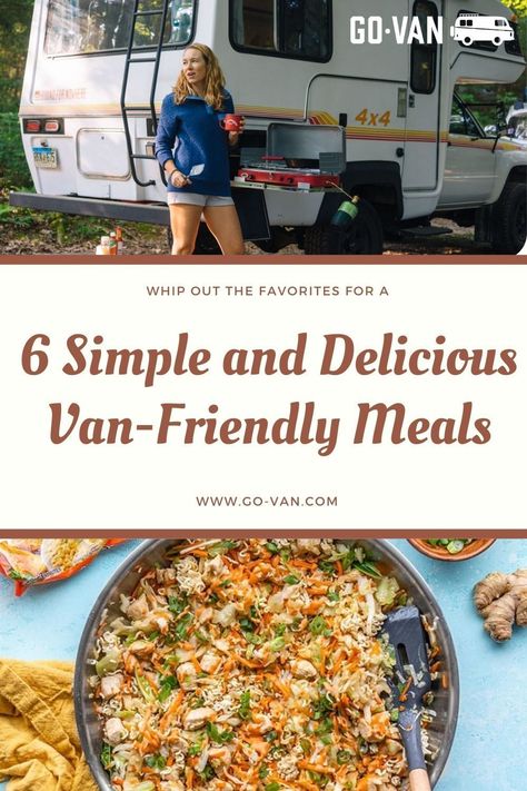 Easy Vanlife Meals, Campervan Food Ideas, Campervan Meal Ideas, Easy Campervan Meals, Campervan Cooking Recipes, Caravan Meals, Cooking In Your Car, Meals While Traveling, Van Life Cooking Recipes